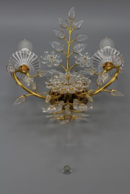 German Floral Wall Sconce in Crystal and Brass by Palwa for Palme & Walter, 1960s-KEG-1192988