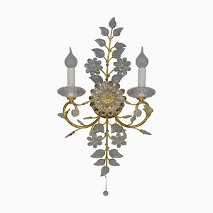 German Floral Wall Sconce in Crystal and Brass by Palwa for Palme & Walter, 1960s-KEG-1192988