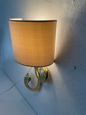 German Flower Shaped Brass & Fabric Shade Sconce by Hans Möller, 1960s-RDS-1157122