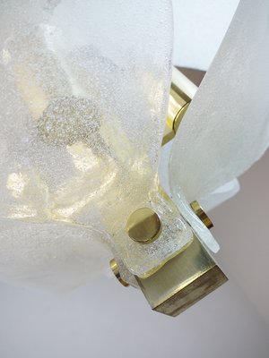 German Frosted Murano Glass Petals & Brass Pendant Lamp from Kaiser Idell / Kaiser Leuchten, 1960s-DEK-554904