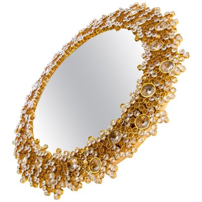 German Gilded Backlit Mirror in Swarovski Crystals & Brass from Palwa, 1960s-DEK-932760