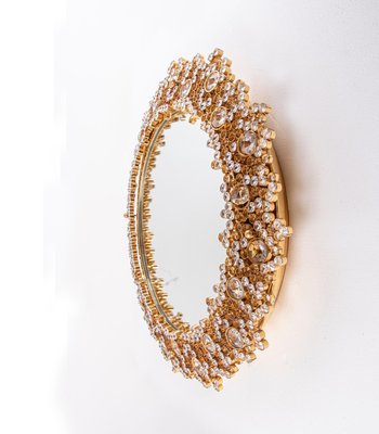 German Gilded Backlit Mirror in Swarovski Crystals & Brass from Palwa, 1960s-DEK-932760