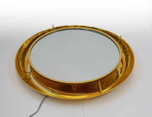 German Gilded Backlit Mirror in Swarovski Crystals & Brass from Palwa, 1960s-DEK-932760