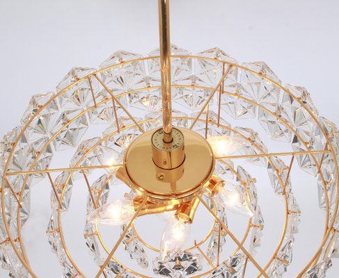 German Gilt Brass and Crystal Glass Chandelier for Kinkeldey, 1970s-UGR-1085556