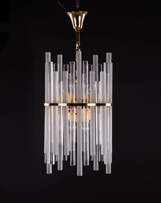 German Gilt Brass and Crystal Glass Chandelier from Palwa, 1960s-DEK-547324