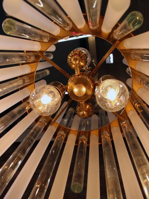 German Gilt Brass and Crystal Glass Chandelier from Palwa, 1960s-DEK-547324