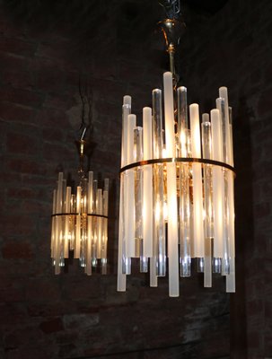 German Gilt Brass and Crystal Glass Chandelier from Palwa, 1960s-DEK-547324