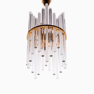 German Gilt Brass and Crystal Glass Chandelier from Palwa, 1960s-DEK-547324