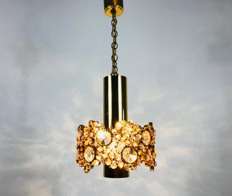 German Gilt Brass and Crystal Glass Chandeliers by Palwa, 1970s, Set of 2-PUK-1113707