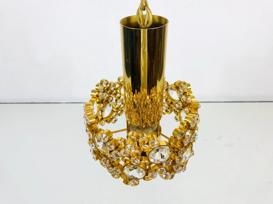 German Gilt Brass and Crystal Glass Chandeliers by Palwa, 1970s, Set of 2-PUK-1113707