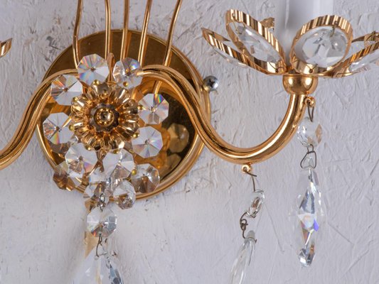 German Glamorous Jewel Wall Lamp in Crystal & Gilt-Brass from Palwa, 1960-DEK-945877