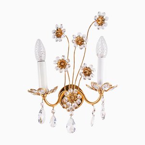 German Glamorous Jewel Wall Lamp in Crystal & Gilt-Brass from Palwa, 1960-DEK-945877