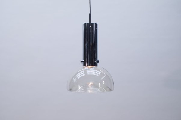 German Glass and Chrome Ceiling Lamp from Limburg, 1960s-KQB-582473