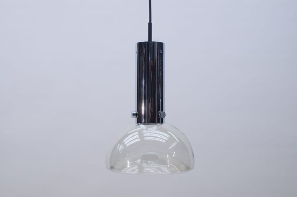 German Glass and Chrome Ceiling Lamp from Limburg, 1960s-KQB-582473