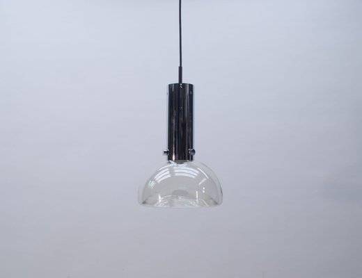 German Glass and Chrome Ceiling Lamp from Limburg, 1960s-KQB-582473