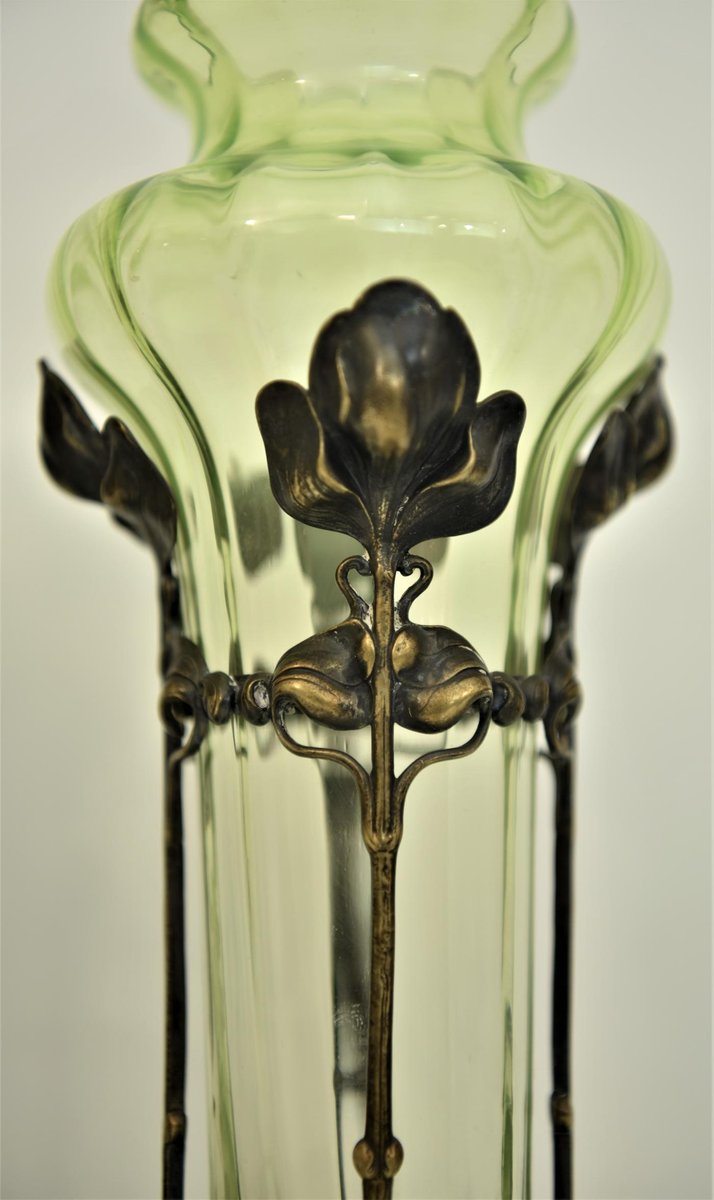 German Glass and Silverplate Vases from Jugendstil WMF, 1910s, Set of 2