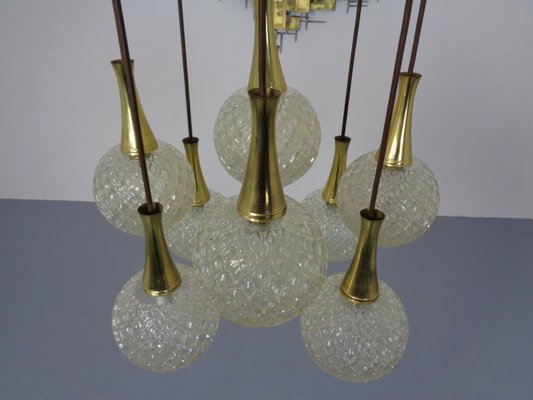 German Glass & Brass Cascade Ceiling Lamp, 1960s-RDW-1062311