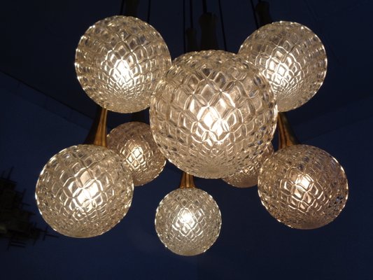 German Glass & Brass Cascade Ceiling Lamp, 1960s-RDW-1062311