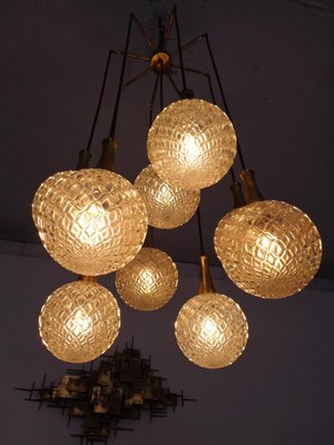 German Glass & Brass Cascade Ceiling Lamp, 1960s-RDW-1062311