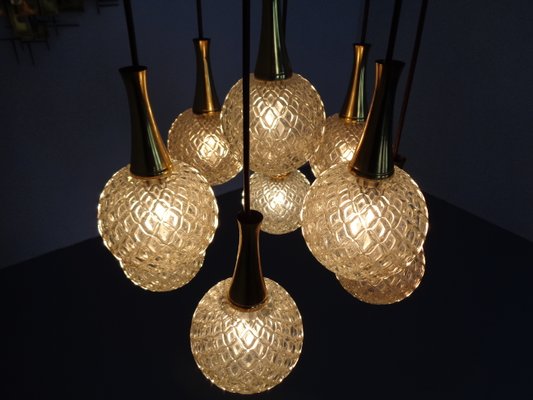 German Glass & Brass Cascade Ceiling Lamp, 1960s-RDW-1062311