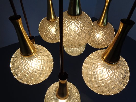 German Glass & Brass Cascade Ceiling Lamp, 1960s-RDW-1062311