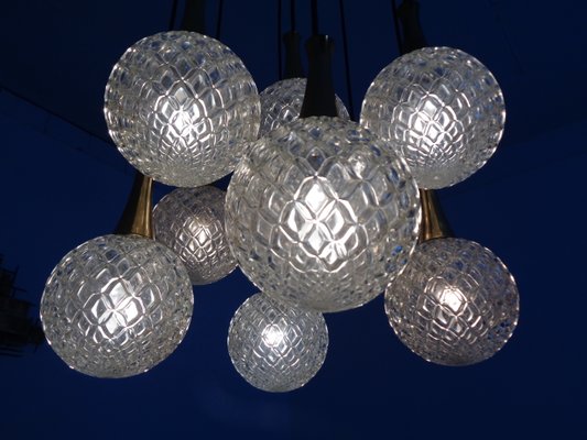 German Glass & Brass Cascade Ceiling Lamp, 1960s-RDW-1062311