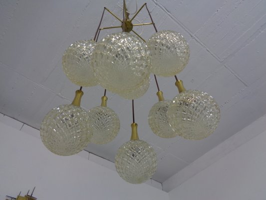 German Glass & Brass Cascade Ceiling Lamp, 1960s-RDW-1062311