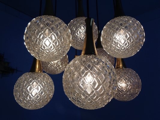 German Glass & Brass Cascade Ceiling Lamp, 1960s-RDW-1062311