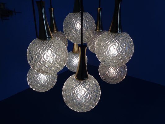 German Glass & Brass Cascade Ceiling Lamp, 1960s-RDW-1062311