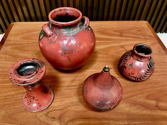 German Glazed Ceramic Set from Schellbach Pottery, 1960s, Set of 4-JP-970341