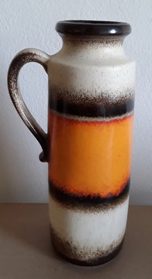 German Glazed Ceramic Vase with Ornamental Label from Scheurich, 1970s-HOI-1453638