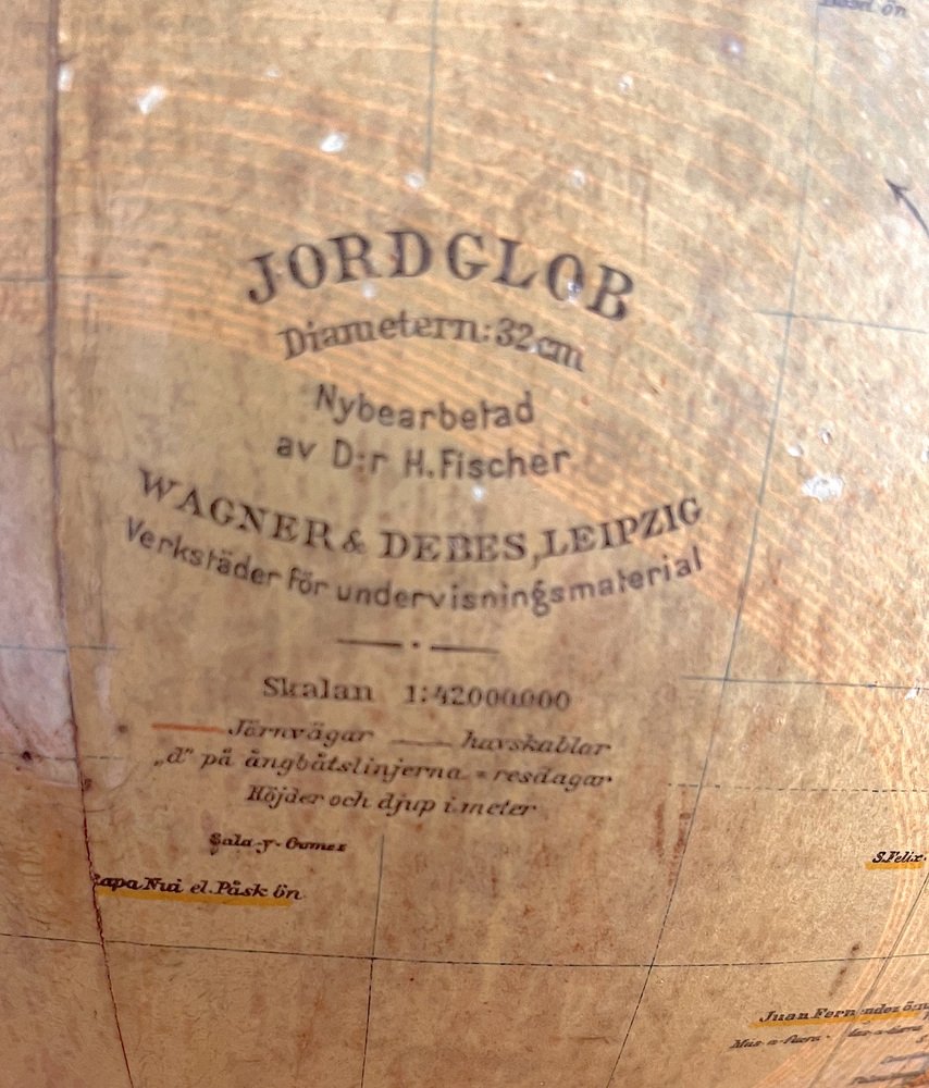 German Globe by Dr. H. Fischer for Wagner & Debes, Leipzig, 1933