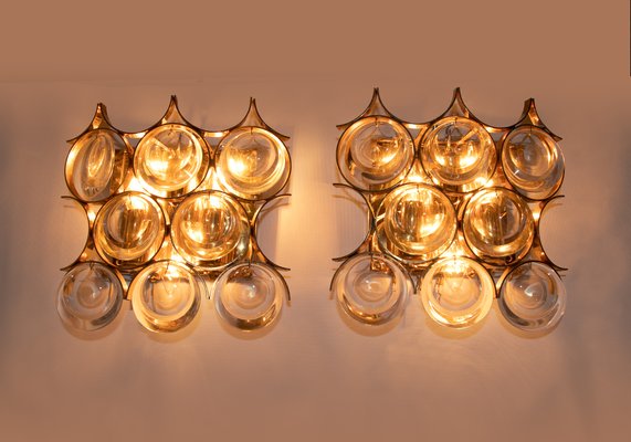 German Gold-Plated Crystal Glass Sconces from Palwa, 1960s, Set of 2-DEK-548318