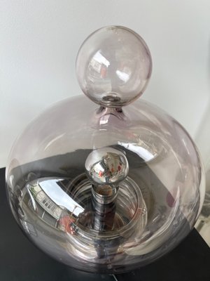 German Gray Smoke Glass and Metal Lamps attributed to Glashütte Limburg, 1970s, Set of 2-FUE-1435942