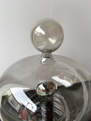 German Gray Smoke Glass and Metal Lamps attributed to Glashütte Limburg, 1970s, Set of 2-FUE-1435942