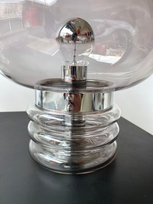 German Gray Smoke Glass and Metal Lamps attributed to Glashütte Limburg, 1970s, Set of 2-FUE-1435942