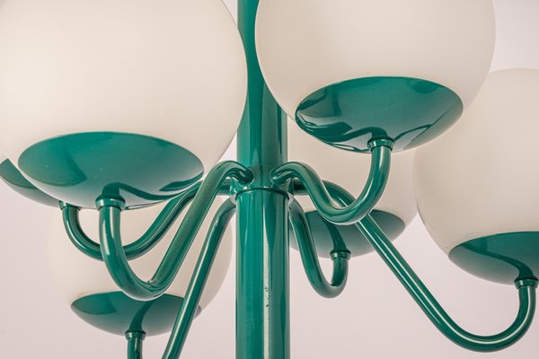 German Green & Opal Glass Sputnik Pendant Light, 1970s-UGR-1324645