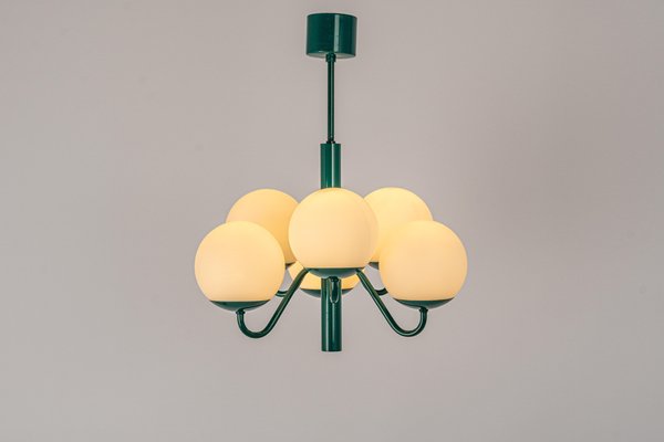 German Green & Opal Glass Sputnik Pendant Light, 1970s-UGR-1324645