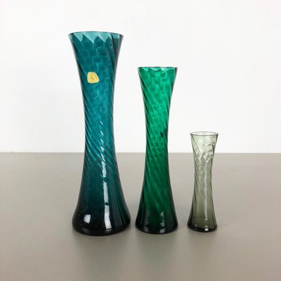 German Hand Blown Crystal Glass Vases by Alfred Taube, 1960s, Set of 3-QZ-1075168