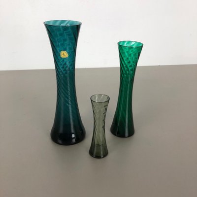 German Hand Blown Crystal Glass Vases by Alfred Taube, 1960s, Set of 3-QZ-1075168