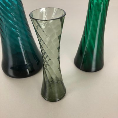 German Hand Blown Crystal Glass Vases by Alfred Taube, 1960s, Set of 3-QZ-1075168