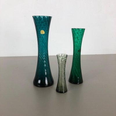 German Hand Blown Crystal Glass Vases by Alfred Taube, 1960s, Set of 3-QZ-1075168