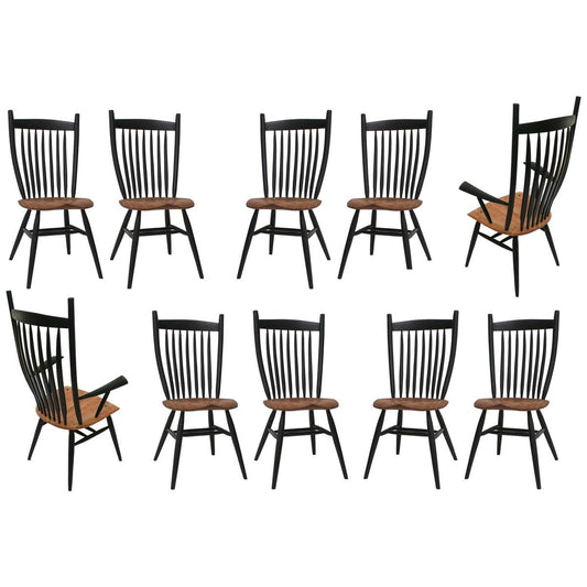 German Handcrafted Studio Oak Bent Chairs by Fabian Fischer, 2019, Set of 10