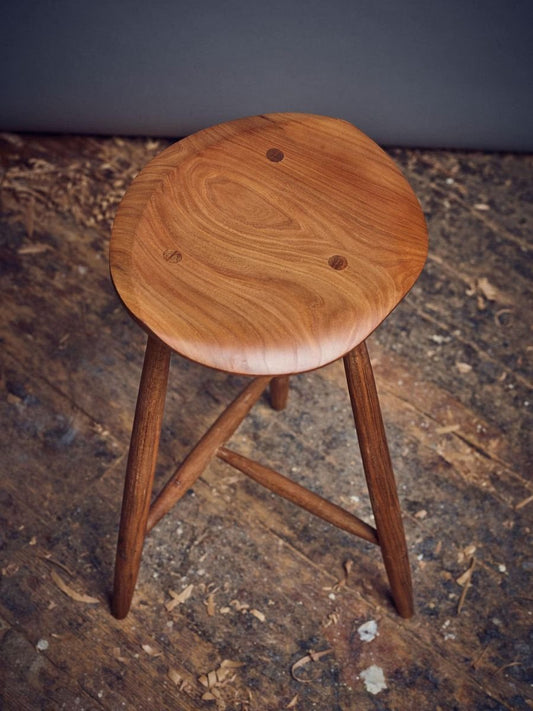 German Handcrafted Studio Three Legged Oak Stool by Fabian Fischer, 2019