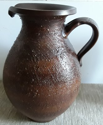 German Handmade Ceramic Jug Vase with Handle in Different Shades of Brown, 1970s-HOI-1285477