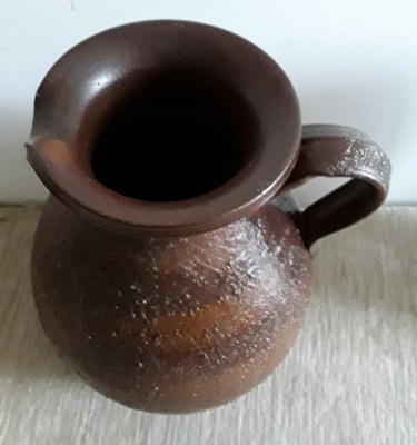 German Handmade Ceramic Jug Vase with Handle in Different Shades of Brown, 1970s-HOI-1285477