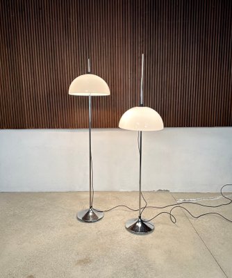 German Height Adjustable Mushroom Floor Lamps with Chromed Tulip Bases, 1960s, Set of 2-JP-1785735