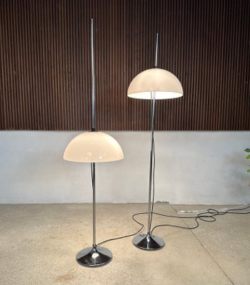 German Height Adjustable Mushroom Floor Lamps with Chromed Tulip Bases, 1960s, Set of 2-JP-1785695