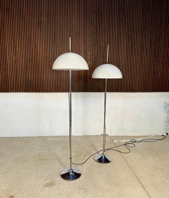 German Height Adjustable Mushroom Floor Lamps with Chromed Tulip Bases, 1960s, Set of 2-JP-1785695