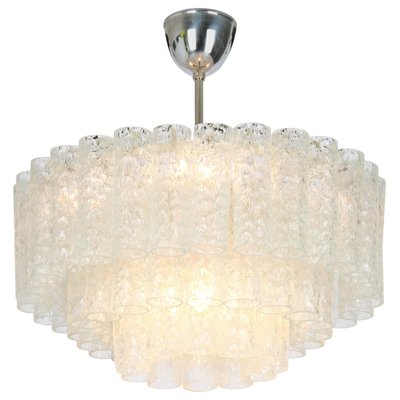 German Ice Glass Tube Chandelier from Doria Leuchten, 1960s-UGR-1093015